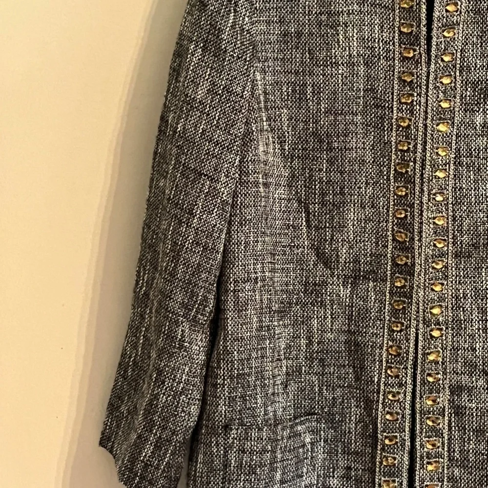 Chicos Jewel Tweed Jacket 12 Black Classic Resort Preppy Old‎ Money Luxury Chic
